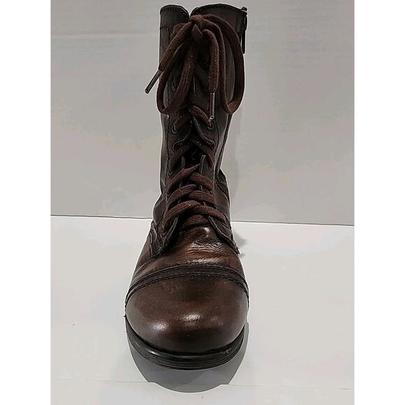 Steve Madden Leather Women's Size 8 Troopa Brown Combat Boots - Picture 4 of 16